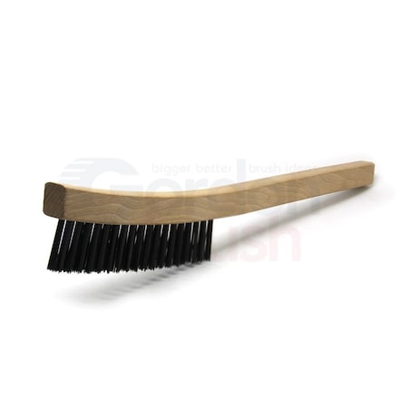 Gordon Brush 2x18 Row 0.013 CS Wire, 13-3/4 Curved Wood Handle Scratch Brush, PK12 402CSG